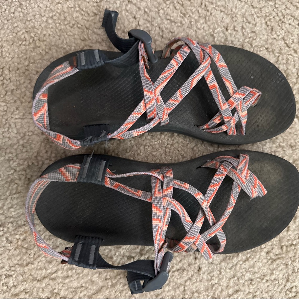 Chaco Black and Orange Sandals